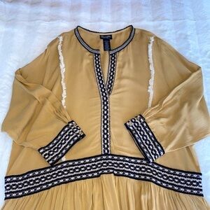 Wrangler Retro Western Boho Embroidered Crochet Detail Tunic Size XXL